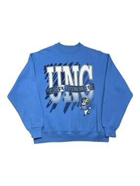 Vintage 90s Hanes North Carolina Tar Heels Scribble Art Light Blue Sweatshirt L